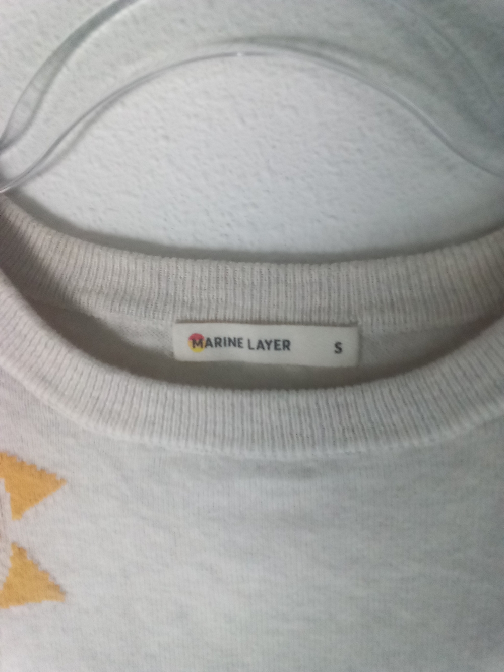 Marine Layer Kai Icon Sweater Oatmeal Yellow Sun Motif - Picture 5 of 9
